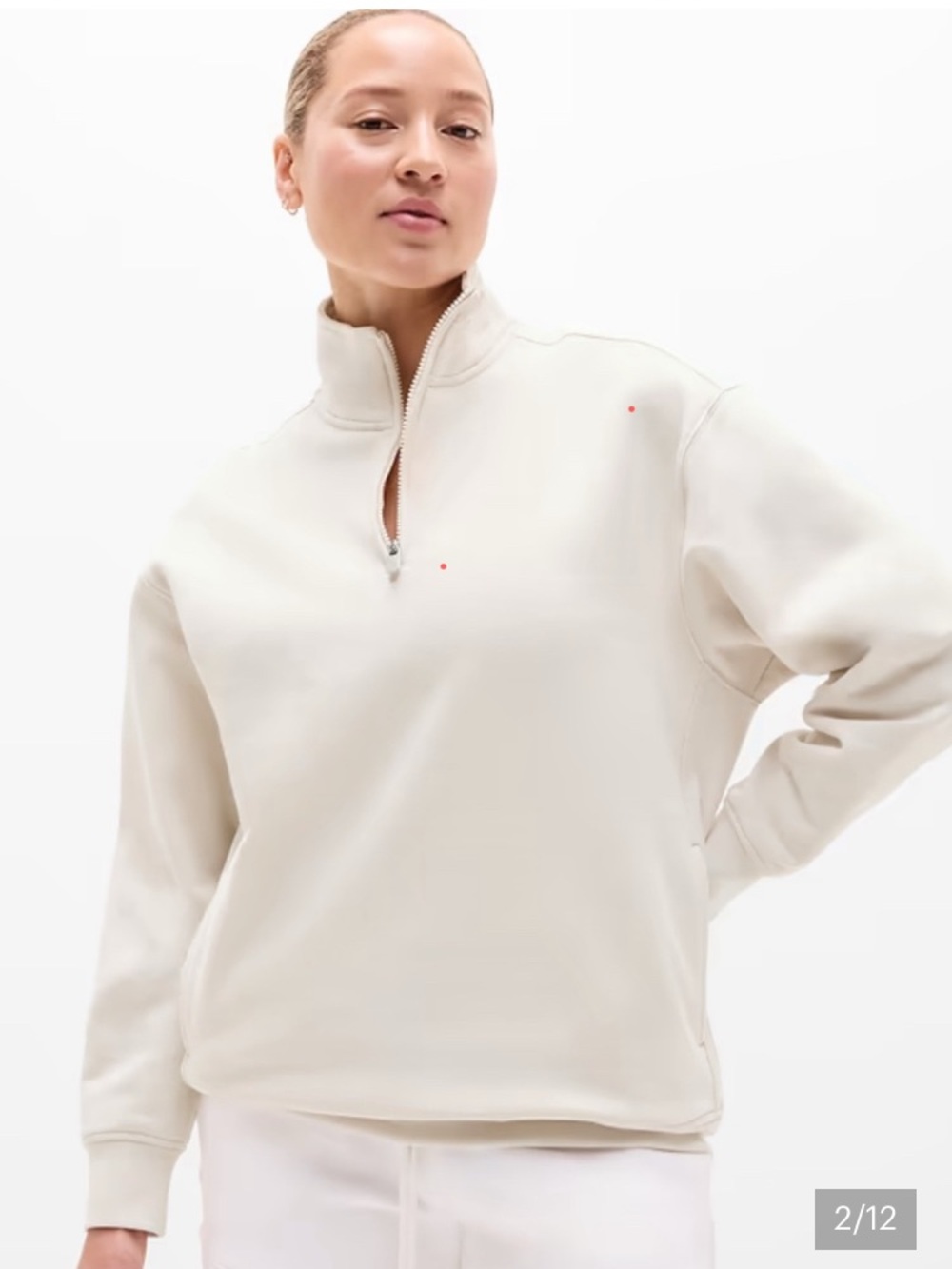 Athleta forever fleece 1/2 zip high hip Cream Pullover sweatshirts